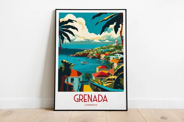 Grenada Travel Print, Caribbean Landscape Art