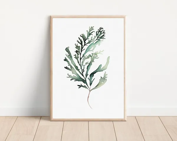 Seaweed Watercolor Art Print, Minimalist Boho Decor