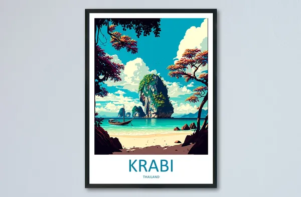 Krabi Travel Poster, Asia Destination Art Print