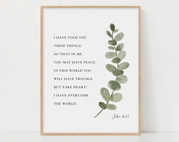 John 1633 Bible Verse Botanical Scripture Art Print