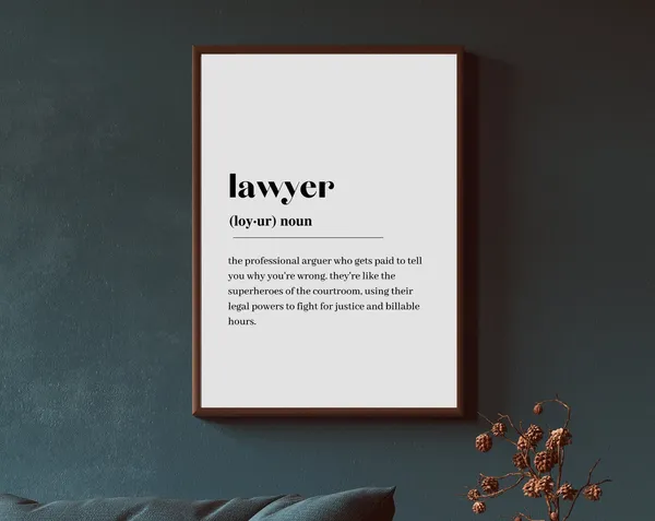 Lawyer Definition Minimalist Quote Art Print