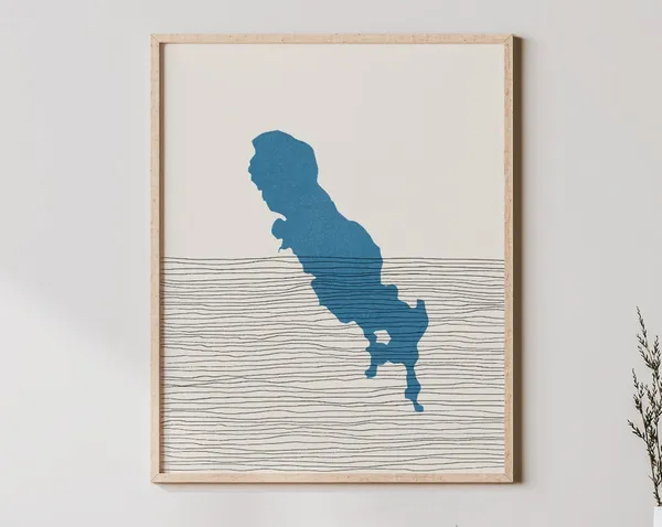 Gull Lake Boho Art Print, Michigan Lakehouse Decor