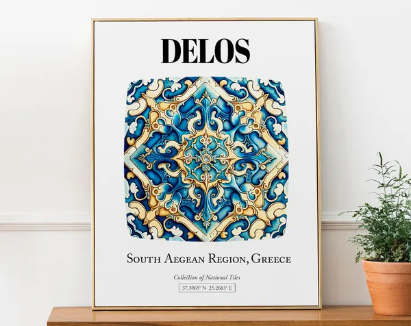 Delos Ancient Tile Pattern Greek Island Travel Poster