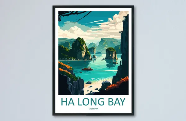 Ha Long Bay Travel Poster, Vietnam Wall Art