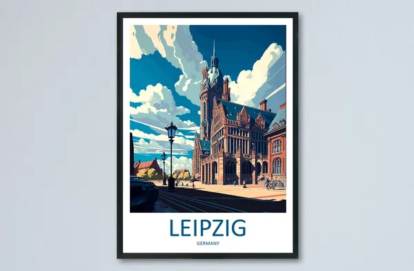 Leipzig Travel Print, Germany Wall Art Poster