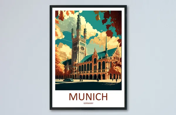Munich Travel Poster, Germany Place Print