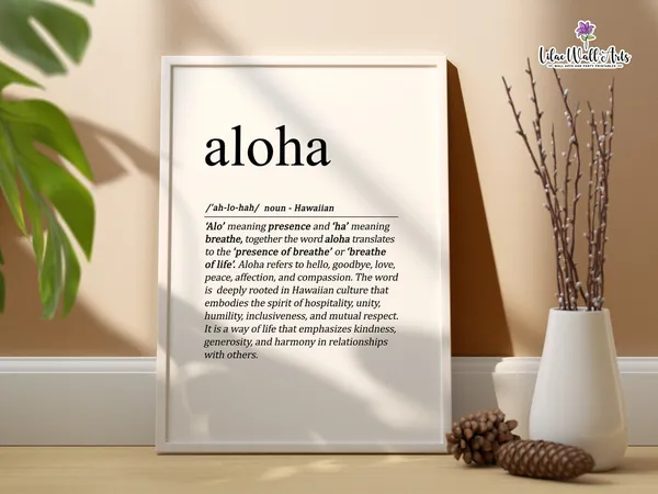 Aloha Definition Poster, Hawaiian Wall Decor
