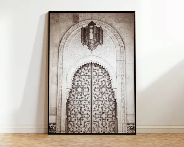 Moroccan Door Print, Neutral Boho Architecture Art Print