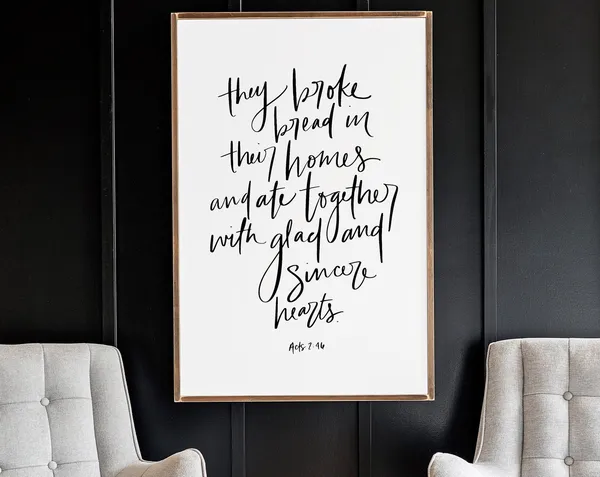 Acts 2:46 Hand-Lettered Wall Art Print, Fall Decor