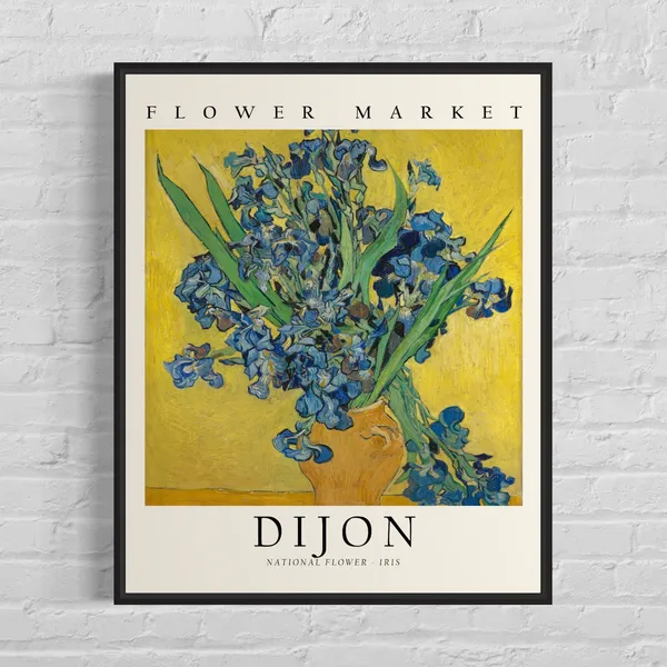 Dijon France Flower Market Art Print, Travel Poster