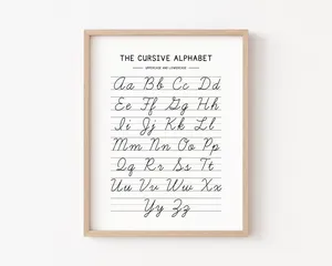 Cursive Handwriting Chart Alphabet Poster, Kids Learning