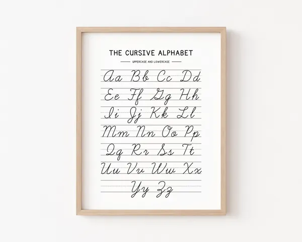 Cursive Handwriting Chart Alphabet Poster, Kids Learning