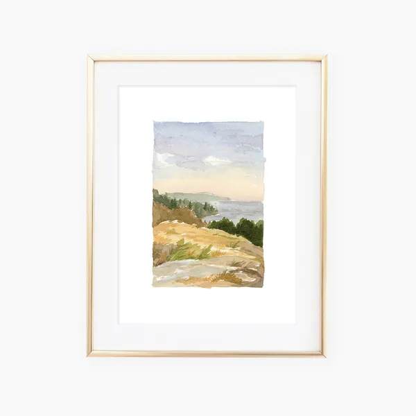 Seattle's Discovery Park Sunset Watercolor Art Print