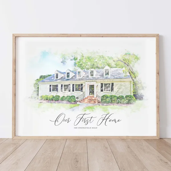 Custom House Portrait Moving Away Gift Art Print