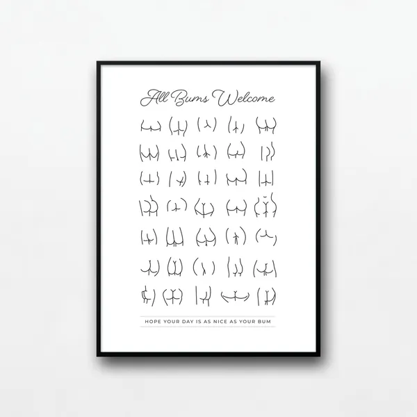 All Bums Welcome Bathroom Print, Funny Wall Decor