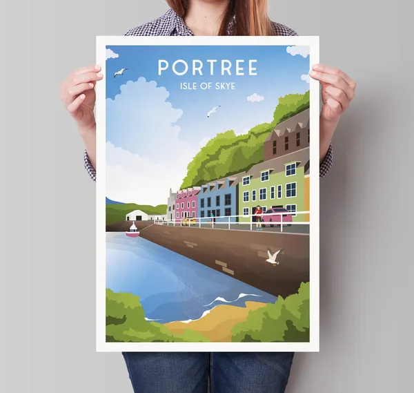 Portree Travel Poster, Isle Of Skye Art Print