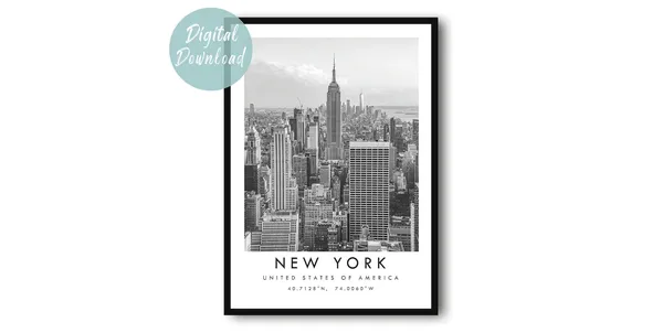 New York USA Travel Poster, City Wall Art Print