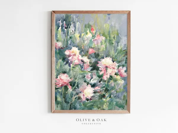 Spring Flower Watercolor, Vintage Farmhouse Art Print