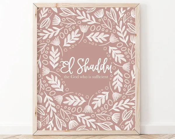 El Shaddai Scripture Art Print, Christian Wall Art