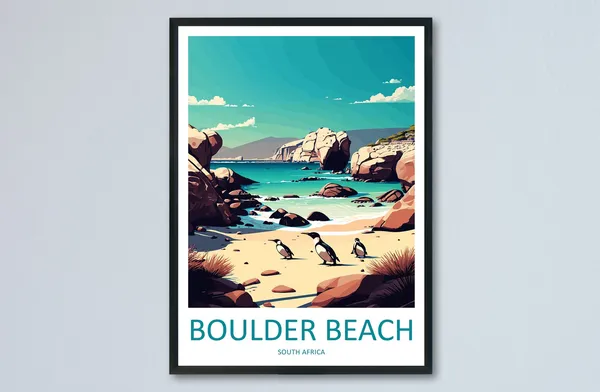 Boulder Beach Travel Poster, South Africa
