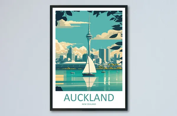 Auckland Travel Poster, New Zealand Wall Art
