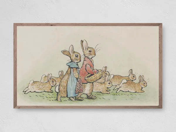 Easter Vintage Easter Bunnies, Art Print