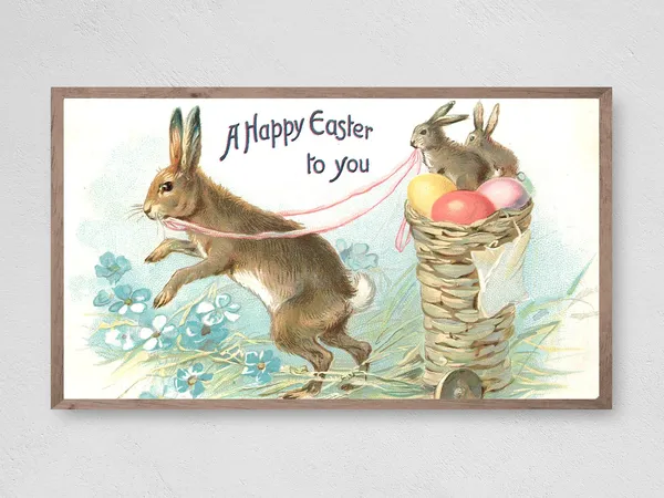 Easter Brown Bunny Happy Easter Art Print