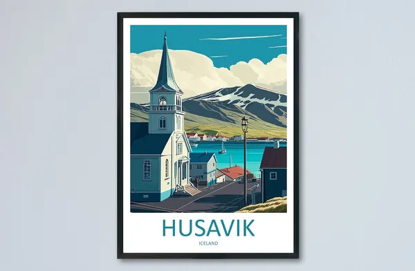 Husavik Travel Poster, Iceland Place Print