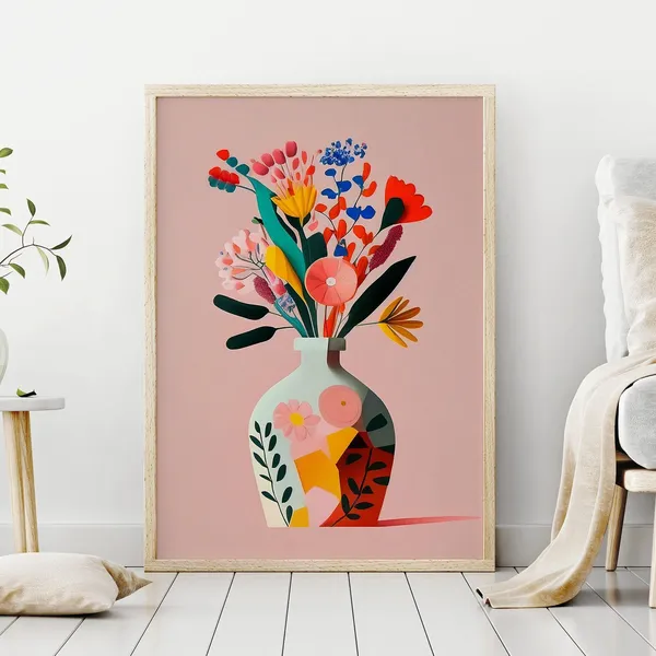 Pink Floral Abstract Bouquet Art Print