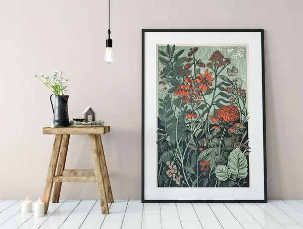Vintage Bohemian Botanical Floral Wall Art Print