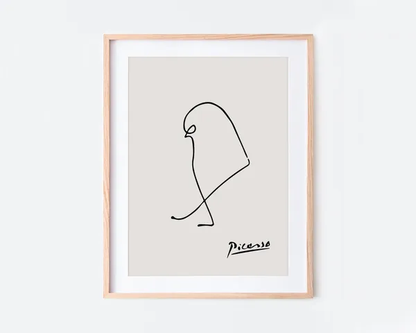 Picasso Sparrow Bird Sketch Line Drawing Art Print