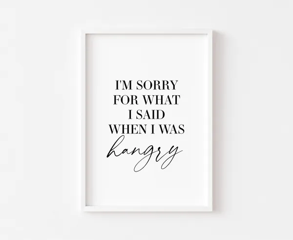 Hangry Funny Minimalist Kitchen Art Print
