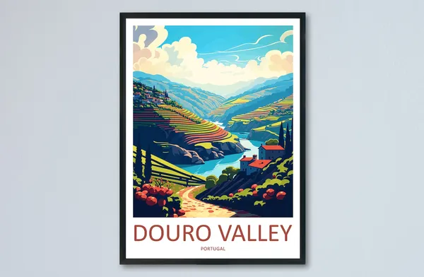 Douro Valley Travel Poster, Portugal Landscape