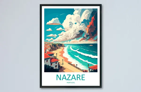 Nazar Travel Poster, Portugal Wall Decor