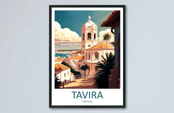Tavira Travel Poster, Portugal Wall Decor