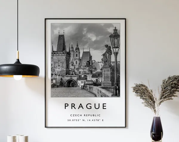 Prague Black And White Travel Poster Print