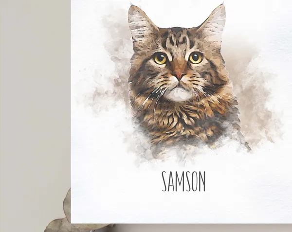 Custom Pet Portrait From Photo, Dog or Cat Memorial Art Print