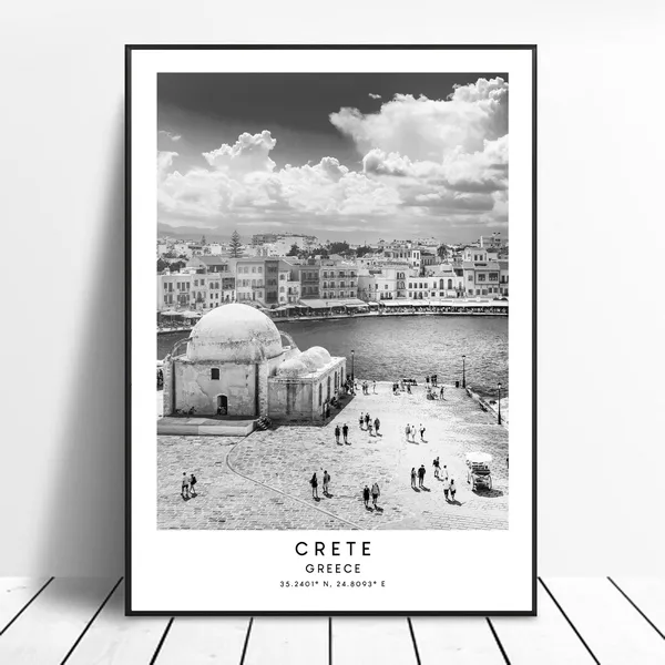 Crete Travel Poster, Minimalist Greece Landmark