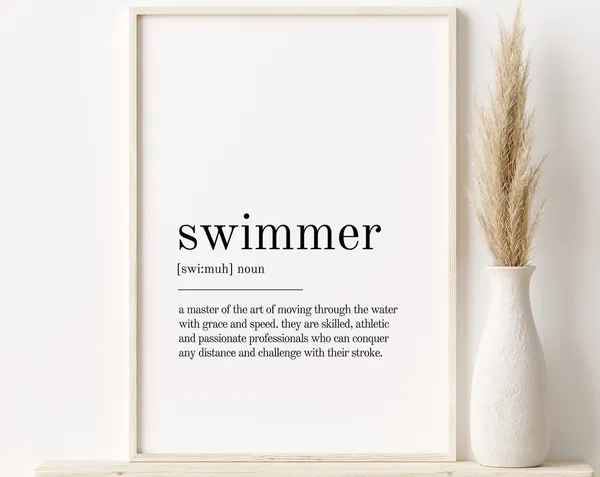 Swimmer Definition Art Print, Book Quote Style