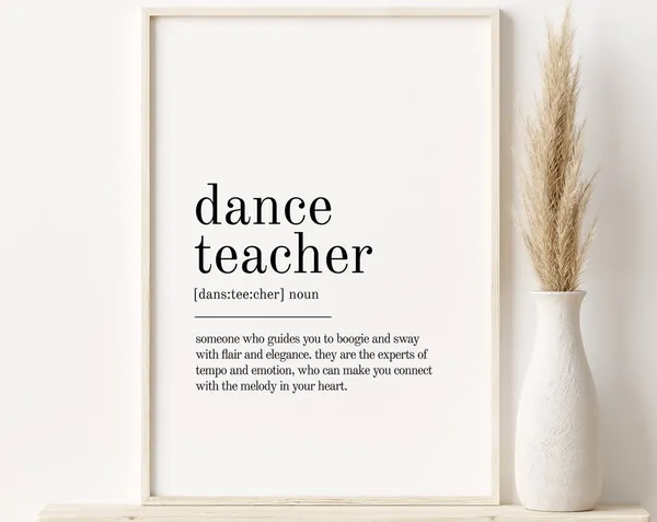 Dance Teacher Definition Poster, Minimalist