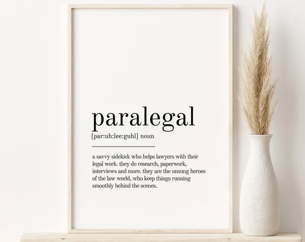 Paralegal Definition Quote Print, Office Wall Decor