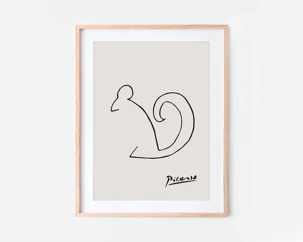 Pablo Picasso Squirrel Sketch Line Drawing Art Print