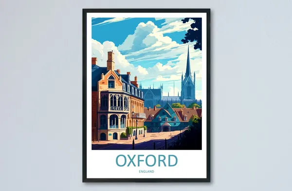 Oxford Travel Poster, England Wall Decor