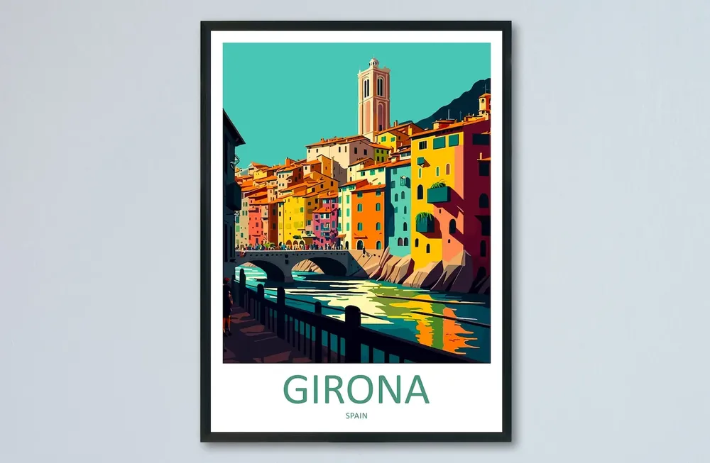 Girona Travel Poster, Spain Wall Art