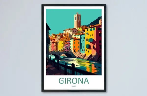 Girona Travel Poster, Spain Wall Art