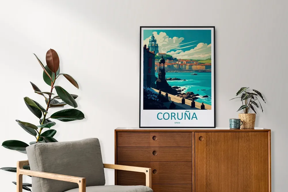 Corua Travel Poster, Spain Wall Decor - Image 2