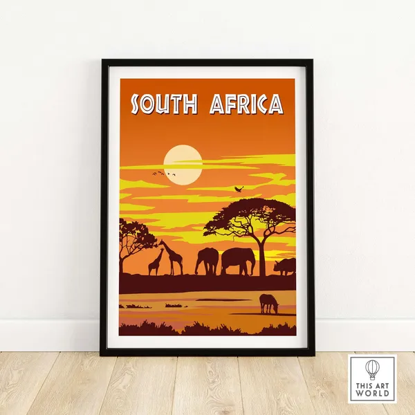 South Africa Kruger National Park Safari Travel Poster
