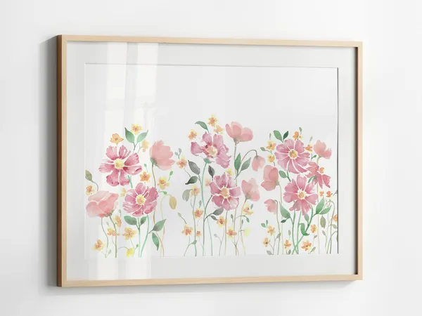 Wildflower Watercolor Floral Art Print, Horizontal