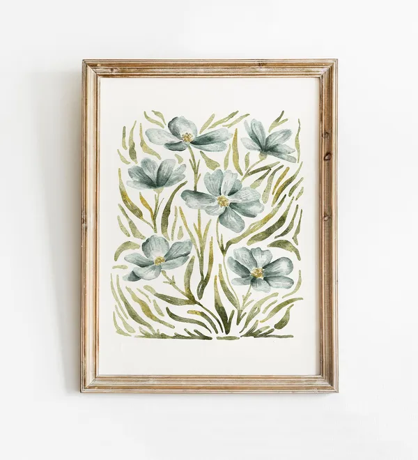 Blue Wildflower Botanical Watercolour Art Print