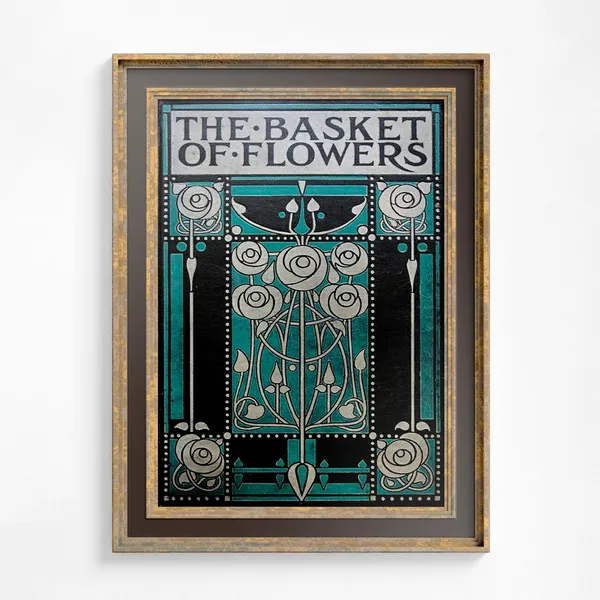 Basket Of Flowers Art Nouveau Poster, Vintage Book Cover